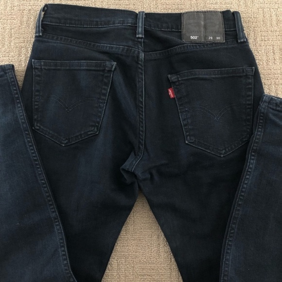 502 Levis Mens Jeans 29W 30L stretchy dark blue - Picture 3 of 3